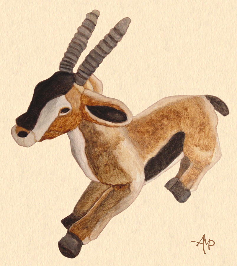Cuddly Gazelle Watercolor Painting by Angeles M Pomata