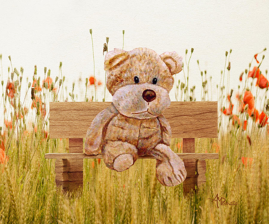 Cuddly In The Garden Mixed Media by Angeles M Pomata