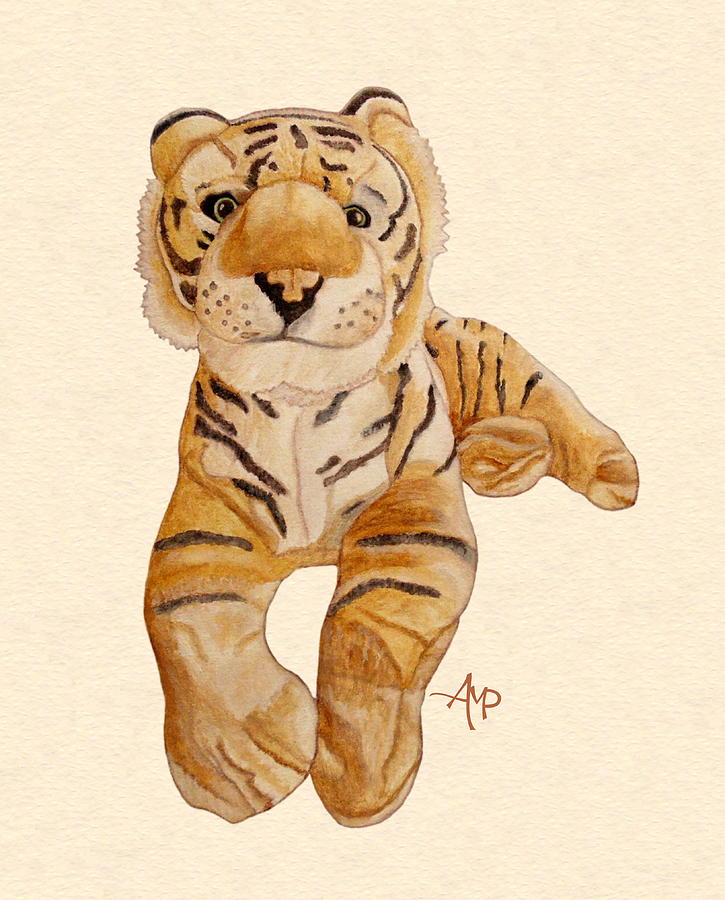 Cuddly Tiger Painting by Angeles M Pomata