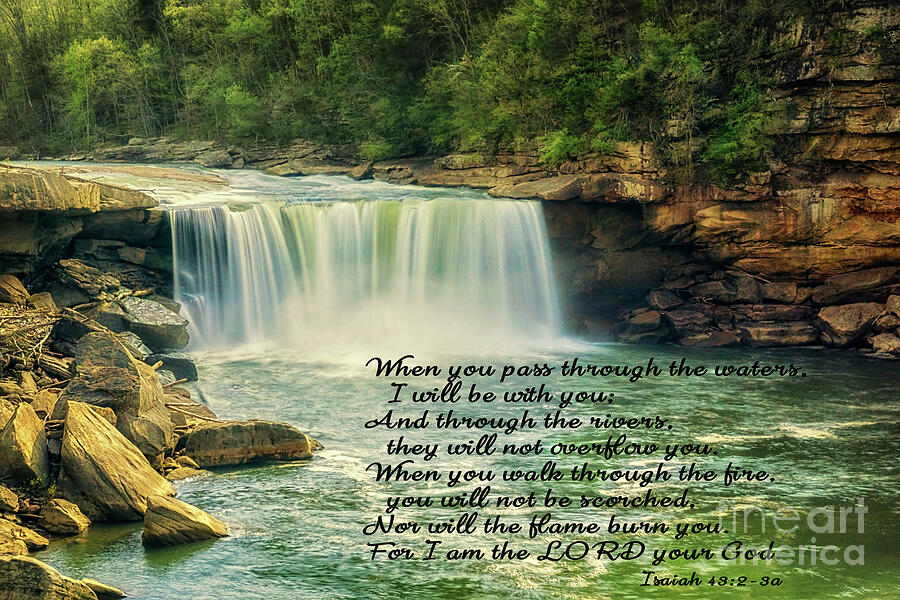 Cumberland Falls With Scripture Photograph by Priscilla Burgers
