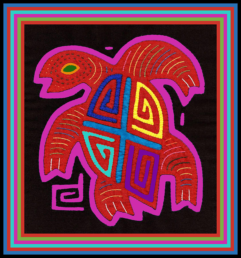Cuna Indian Tortuga Digital Art by Vagabond Folk Art - Virginia Vivier