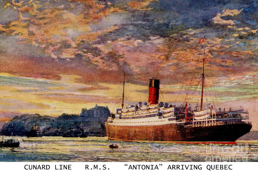 Cunard Line RMS Antonia arriving Quebec Digital Art by Heidi De Leeuw