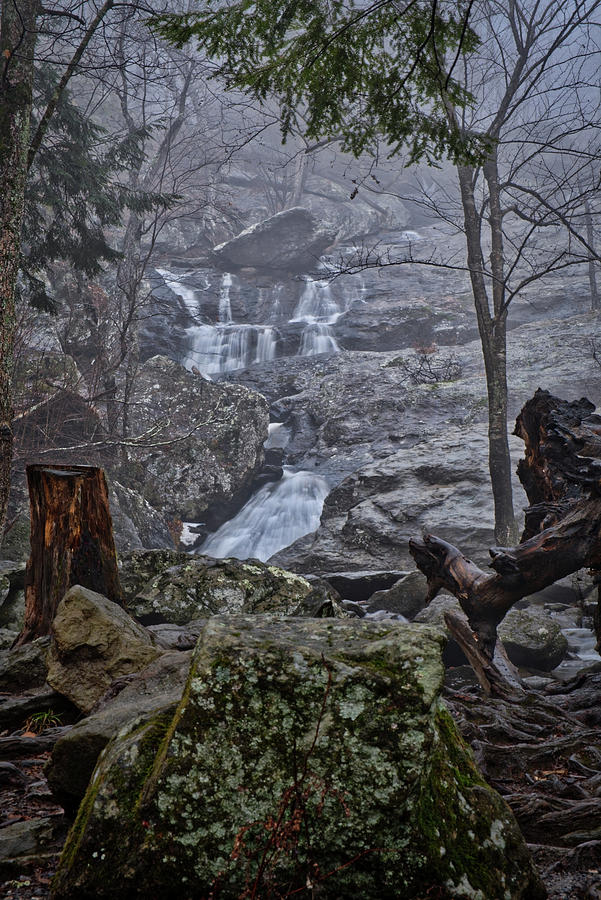 Cunningham Falls in the Rain and Fog Photograph by Mark Dodd