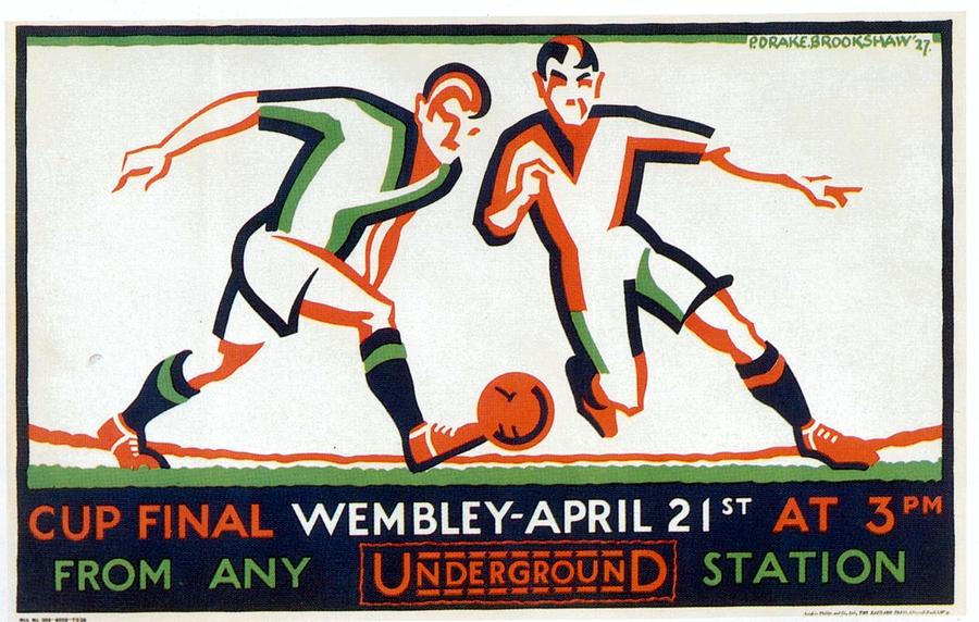 London Mixed Media - Cup Final Wembley - London Underground - Retro travel Poster - Vintage Poster by Studio Grafiikka