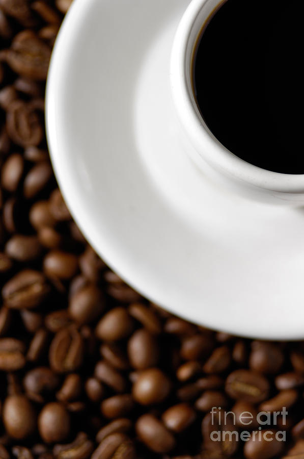 Cup of Black Coffee on Coffee Beans Photograph by Maxim Images Exquisite Prints