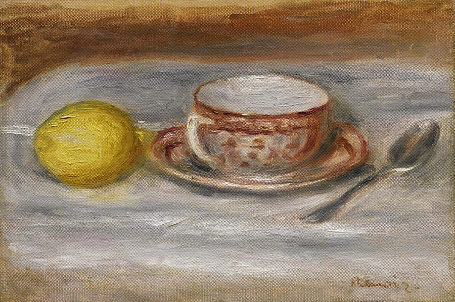 Cup of Tea Spoon and Lemon Painting by Pierre-Auguste Renoir