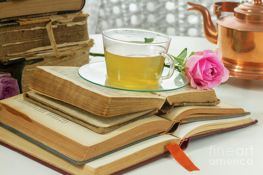 Cup of Tea with Books Photograph by Anastasy Yarmolovich