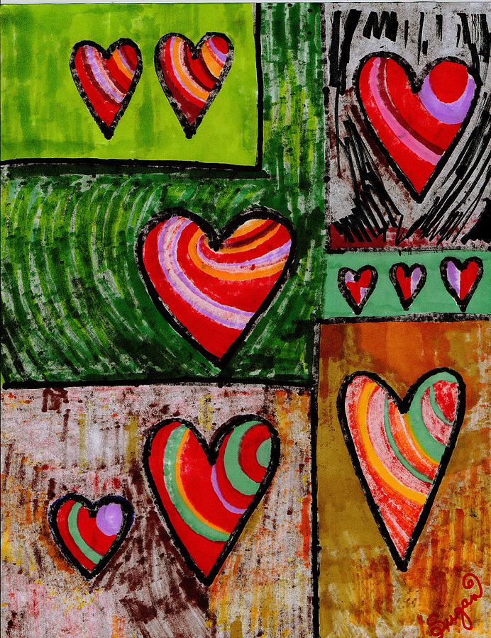 Heart Painting - Cupboard Of Hearts by Brenda Adams