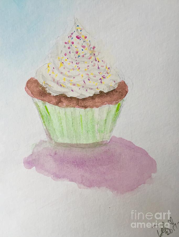 Cupcake with Sprinkles Painting by Debra LampertRudman Fine Art America