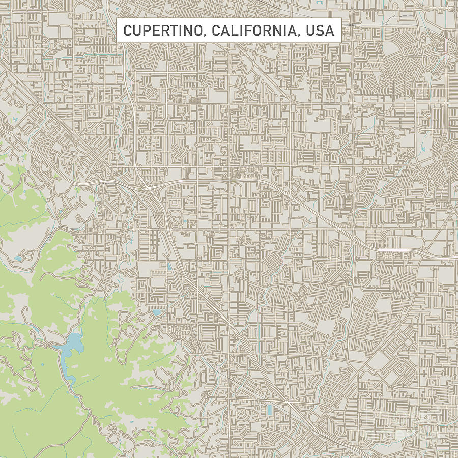 Cupertino California Us City Street Map Frank Ramspott 
