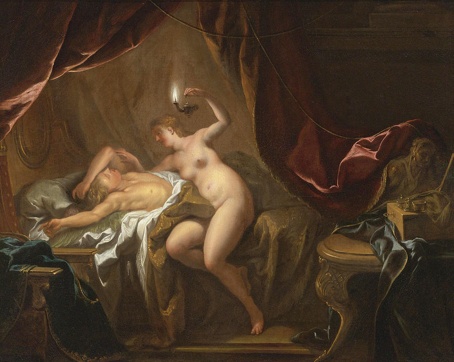 Cupid and Psyche Painting by Jean-Francois Detroy