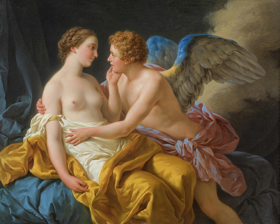 Greek Painting - Cupid and Psyche  by Louis-Jean-Francois Lagrenee