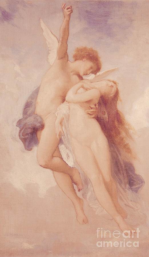 Cupid and Psyche Painting by William Adolphe Bouguereau