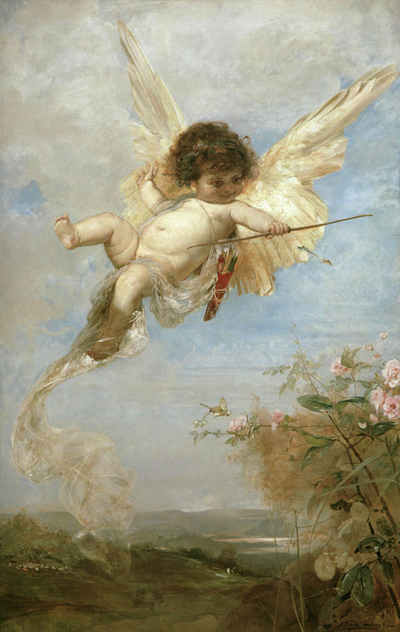 Cupid shoots with his bow Painting by Julius Kronberg