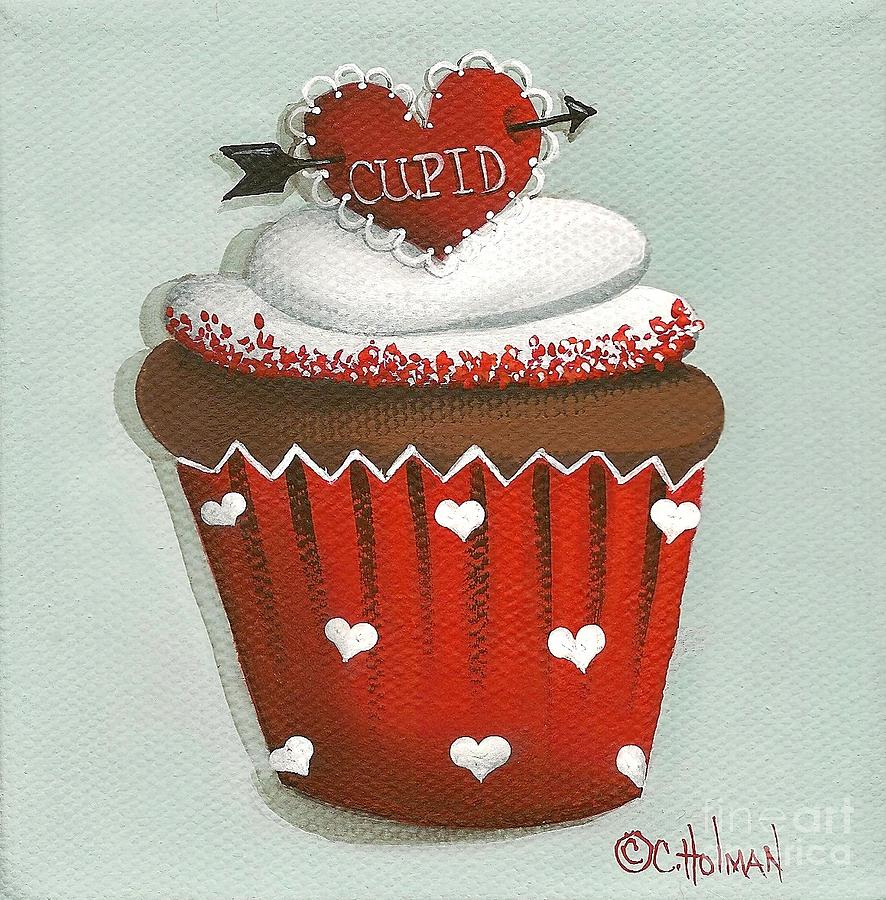 Cupid's Arrow Valentine Cupcake Painting by Catherine Holman - Pixels