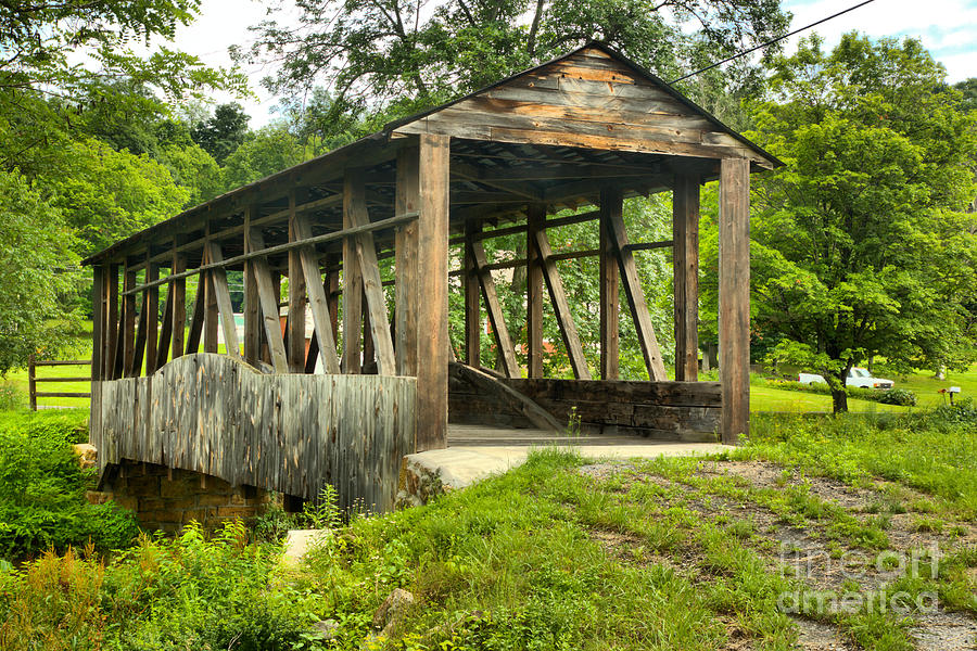 Cuppetts Natural Wooden Covered Bridge Photograph by Adam Jewell