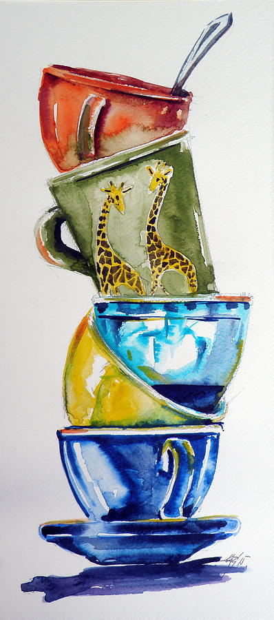 Cups Painting by Kovacs Anna Brigitta