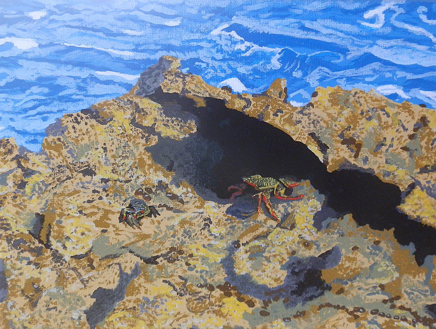 Curacao Crabs Painting by Margaret Brooks