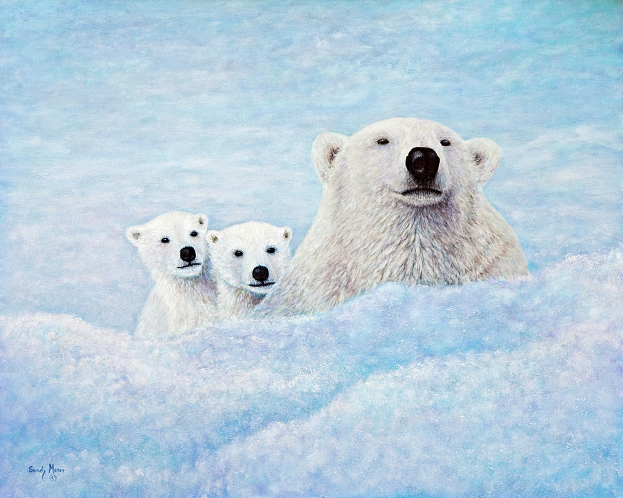 Polar Bear Painting - Curiosity by Sandy Moser