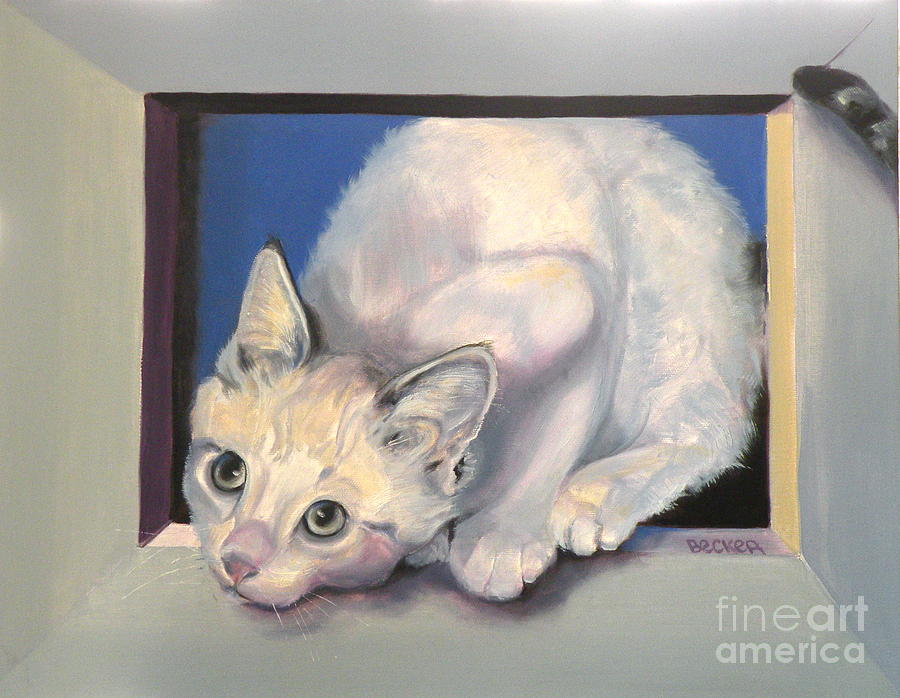 Cat Painting - Curiosity by Susan A Becker