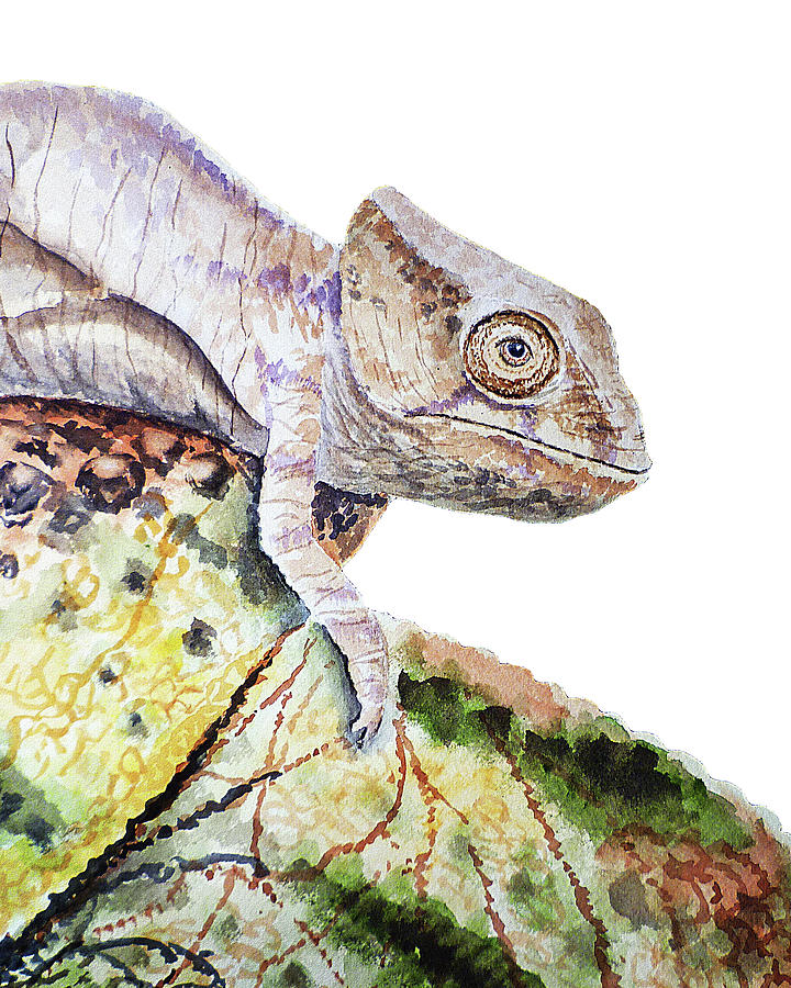Curious Baby Chameleon Painting by Irina Sztukowski