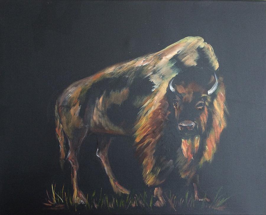 Curious Bison Painting by Ellen Canfield