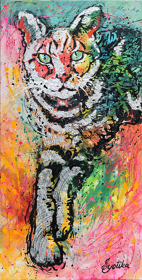 Curious Cat Painting by Jyotika Shroff