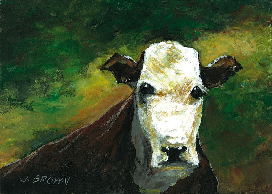 Curious Cow Painting by John Brown - Fine Art America