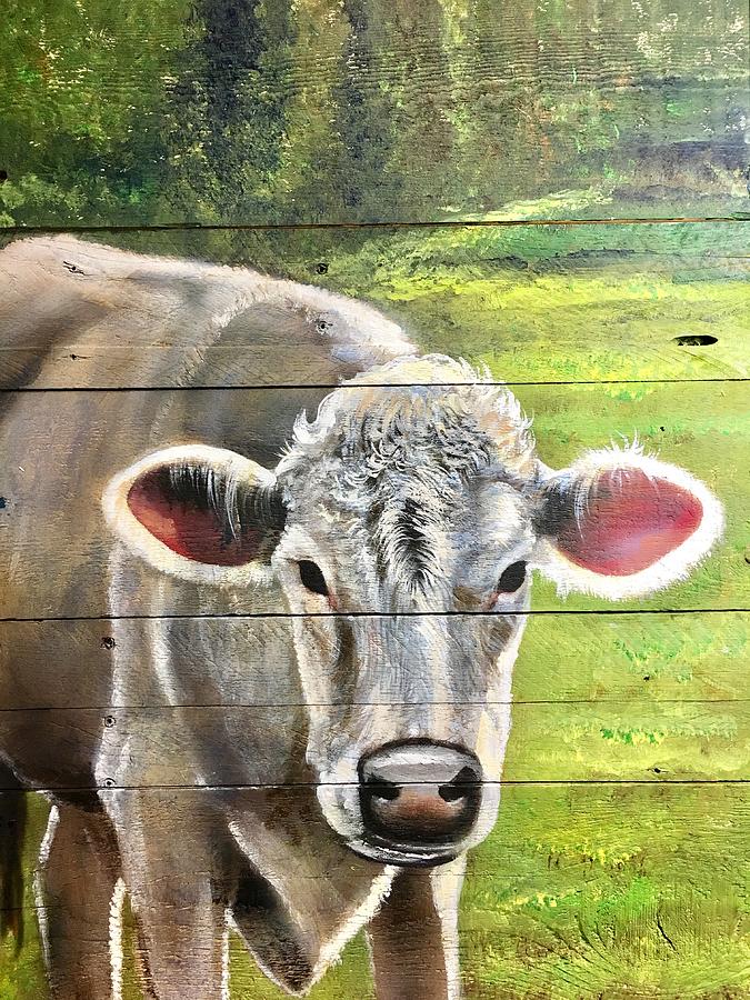 Cow Painting - Curious Cow by Joyce Lapp