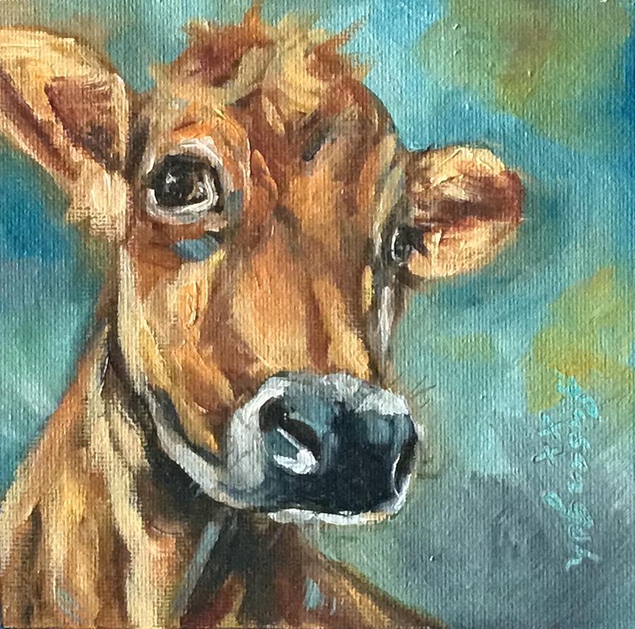 Curious Cow Painting by Susan Goh