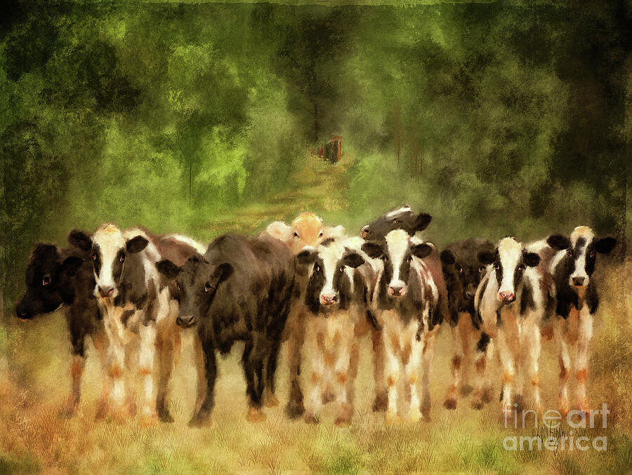 Curious Cows Digital Art by Lois Bryan