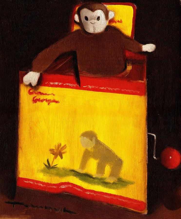 Curious George Still Life Jack In The Box  Art Print Painting by Tommervik