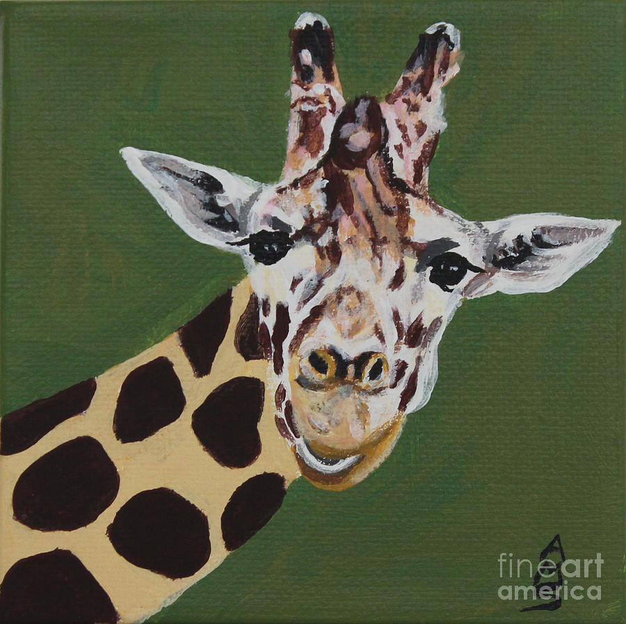 Curious Giraffe Painting by Annette M Stevenson