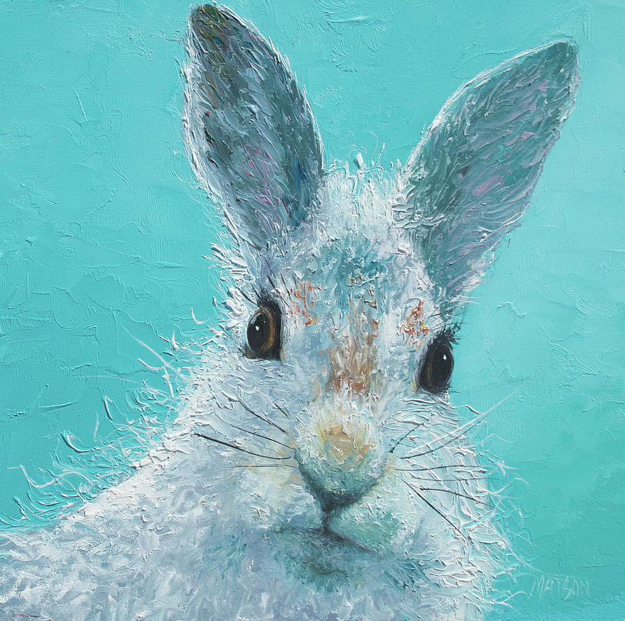 Curious Grey Rabbit Painting by Jan Matson