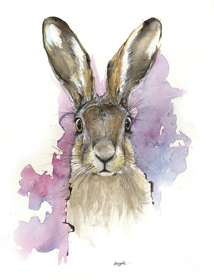 Curious hare Painting by Ang El
