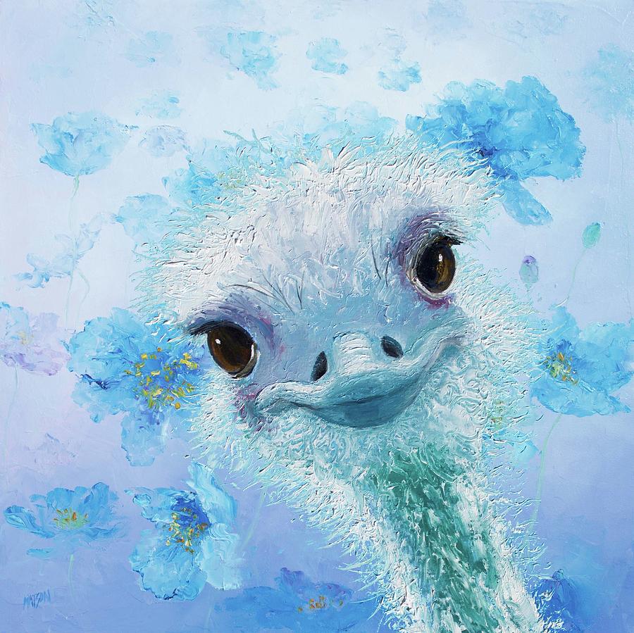 Curious Ostrich Painting by Jan Matson
