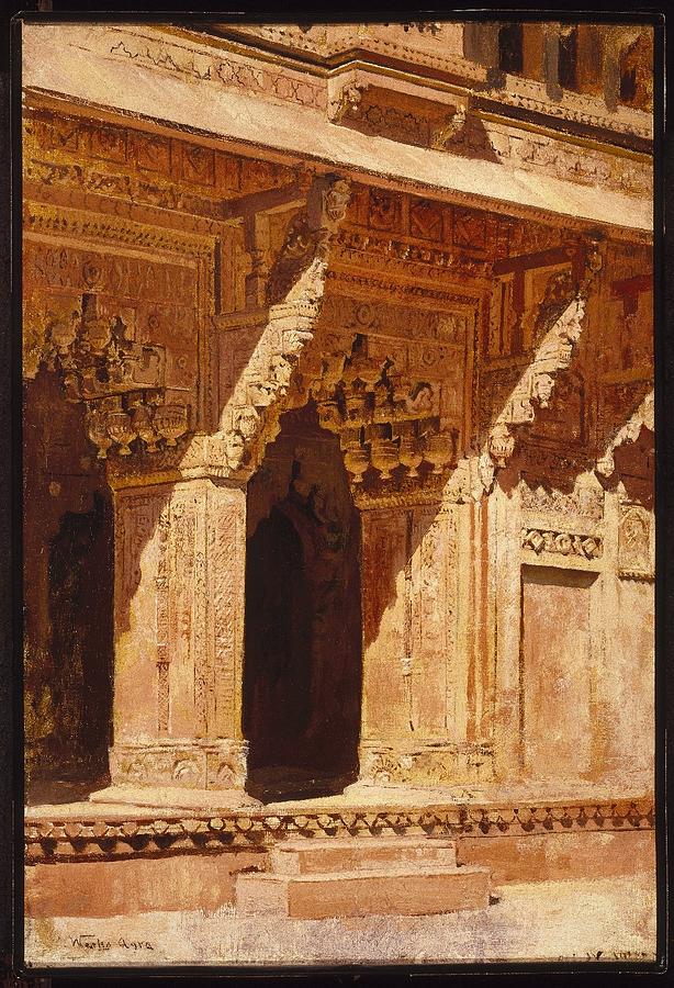 Edwin Lord Weeks Painting - Curiously Wrought Red Sandstone Arches by Edwin