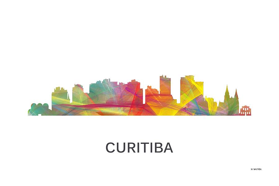 Architecture Digital Art - Curitiba Brazil Skyline by Marlene Watson