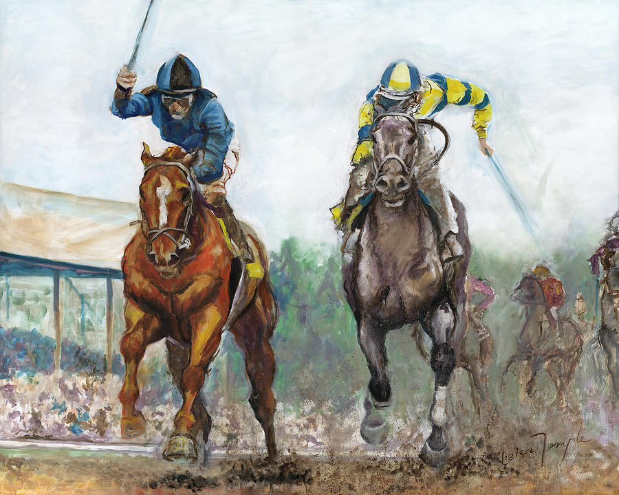 Horse Painting - Curlin - Comin home at the Preakness by Leisa Temple