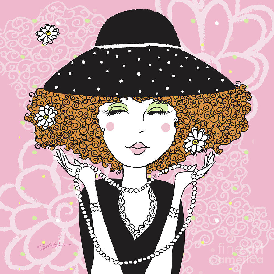 Curly Girl in Polka Dots Digital Art by Shari Warren