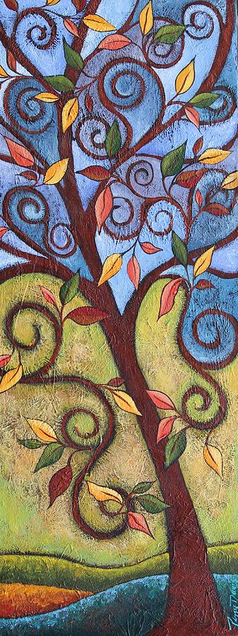 Mountain Painting - Curly Tree by Peggy Davis