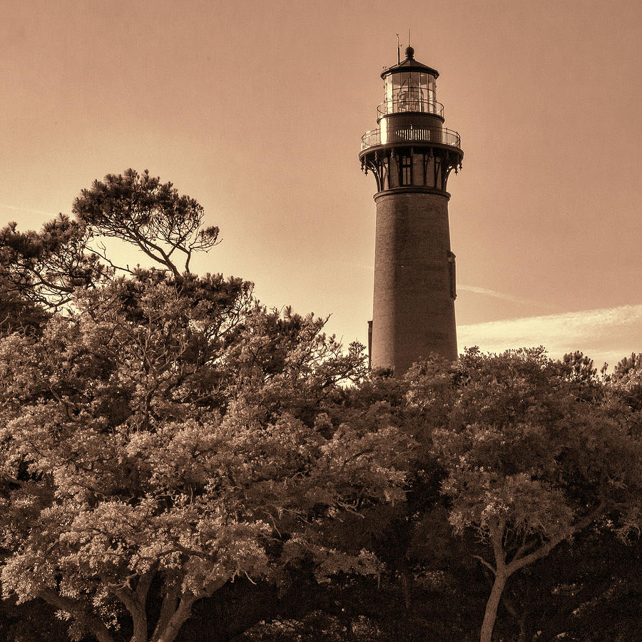 Architecture Photograph - Currituck Beach Lighthouse - Sepia by Phyllis Taylor