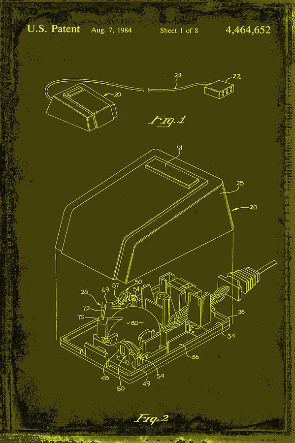 Cursor Control Device patent drawing 1h Mixed Media by Brian Reaves