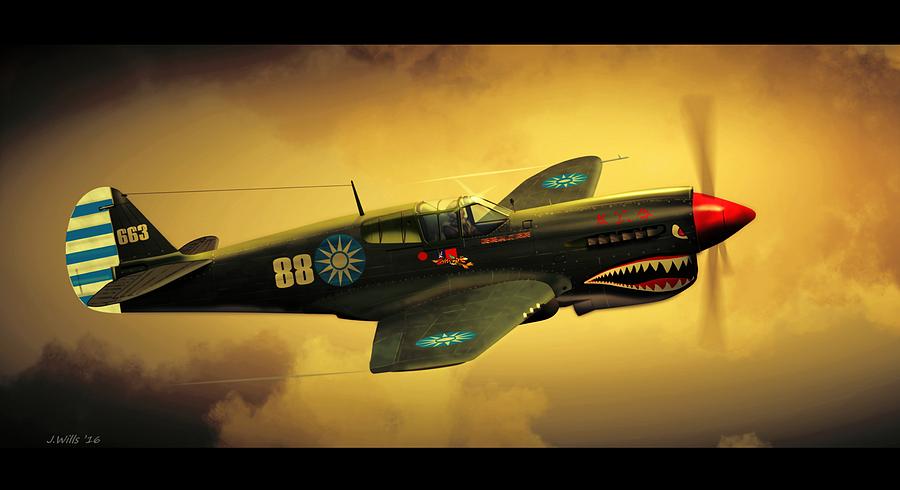 Curtiss P40 c warhawk Digital Art by John Wills