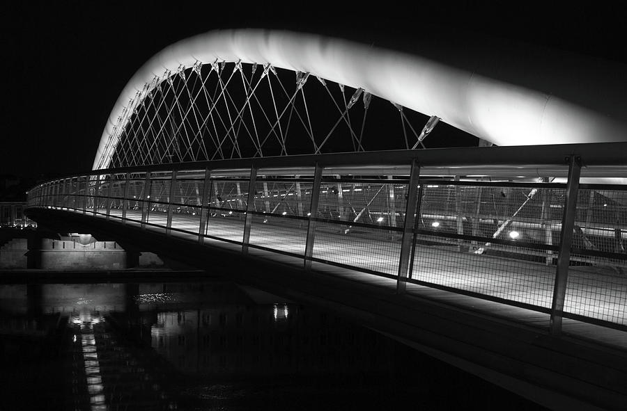 Curved Footbridge B/w Photograph