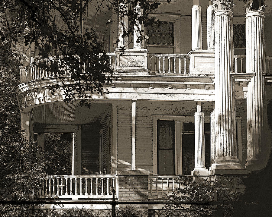 Curved Porches Sepia Photograph