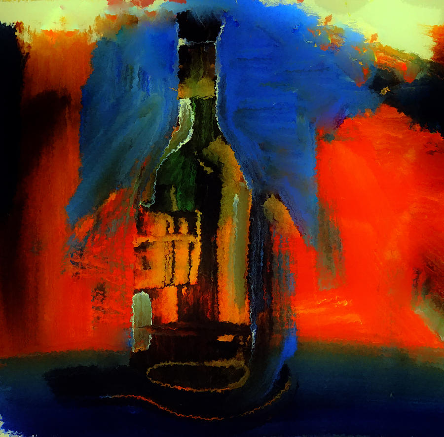 Curvy Wine Bottle Painting by Lisa Kaiser