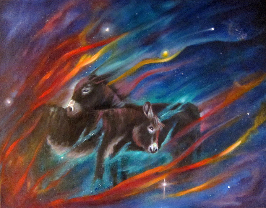 Custers Donkeys Painting by Sherry Strong