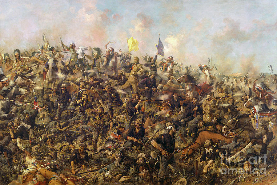 Custers Last Stand from the Battle of Little Bighorn Painting by Edgar Samuel Paxson