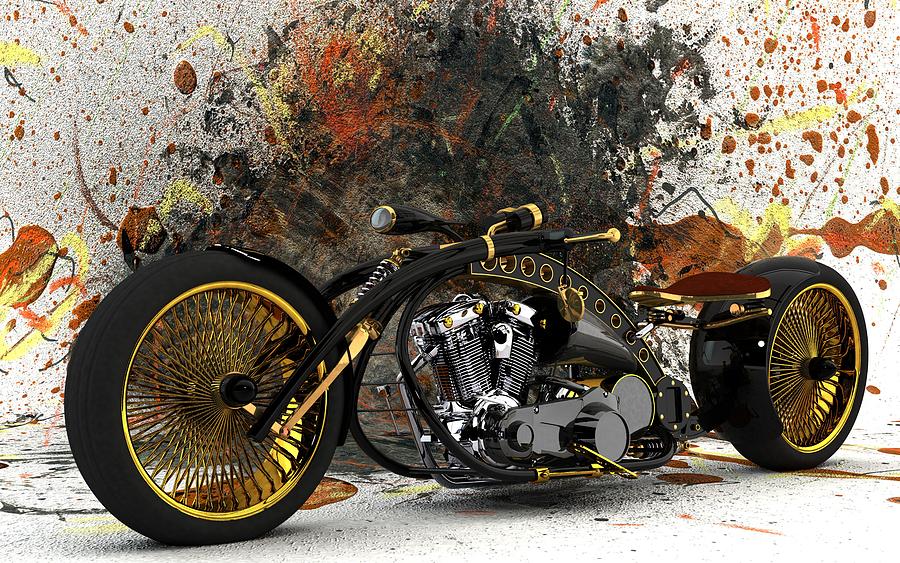 Custom Chopper Gold Digital Art by Louis Ferreira